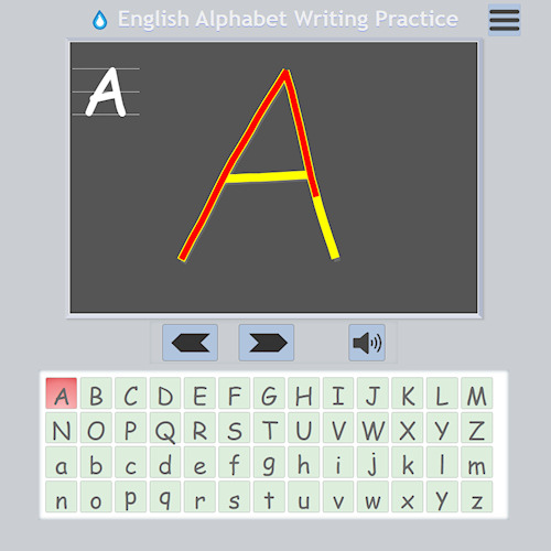 English alphabet writing